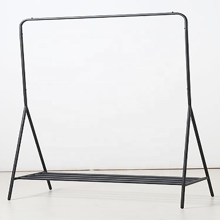 Wholesale Light Black Metal Clothes Rack Floor Standing Garment Rack OF Iron Coat Stand Rack