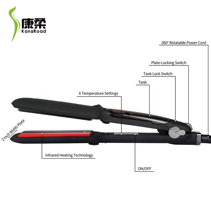 Wide Plate Steam Hair Straightener  Infrared Keep Hair Health Fast Hot Professional Flat Iron Private Label Tourmaline Ceramic