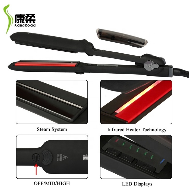 Wide Plate Steam Hair Straightener  Infrared Keep Hair Health Fast Hot Professional Flat Iron Private Label Tourmaline Ceramic