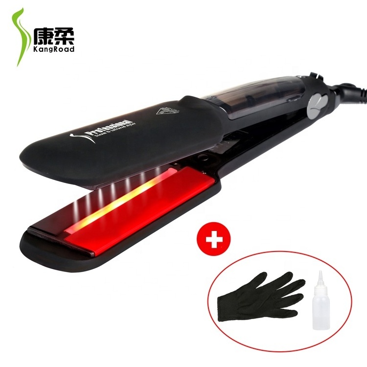 Wide Plate Steam Hair Straightener  Infrared Keep Hair Health Fast Hot Professional Flat Iron Private Label Tourmaline Ceramic