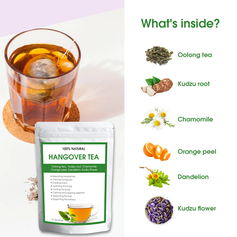 Custom Organic Health Kudzu Root Dandelion Hangover Relief Oolong Tea