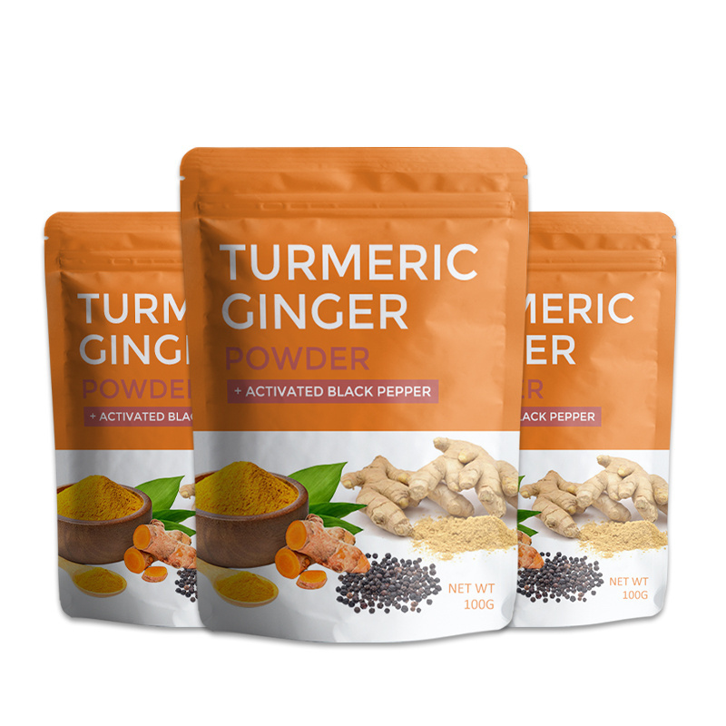 OEM package Nutrition Turmeric golden milk with Ginger Root Powder Vegan Turmeric Curcumin with Black Pepper for Joint Support