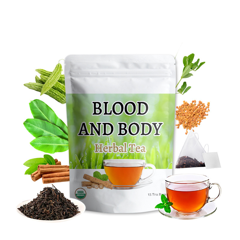 Blood and Body  Herbal Tea  Black Tea OEM package tea  blood sugar free fenugreek banana leaf