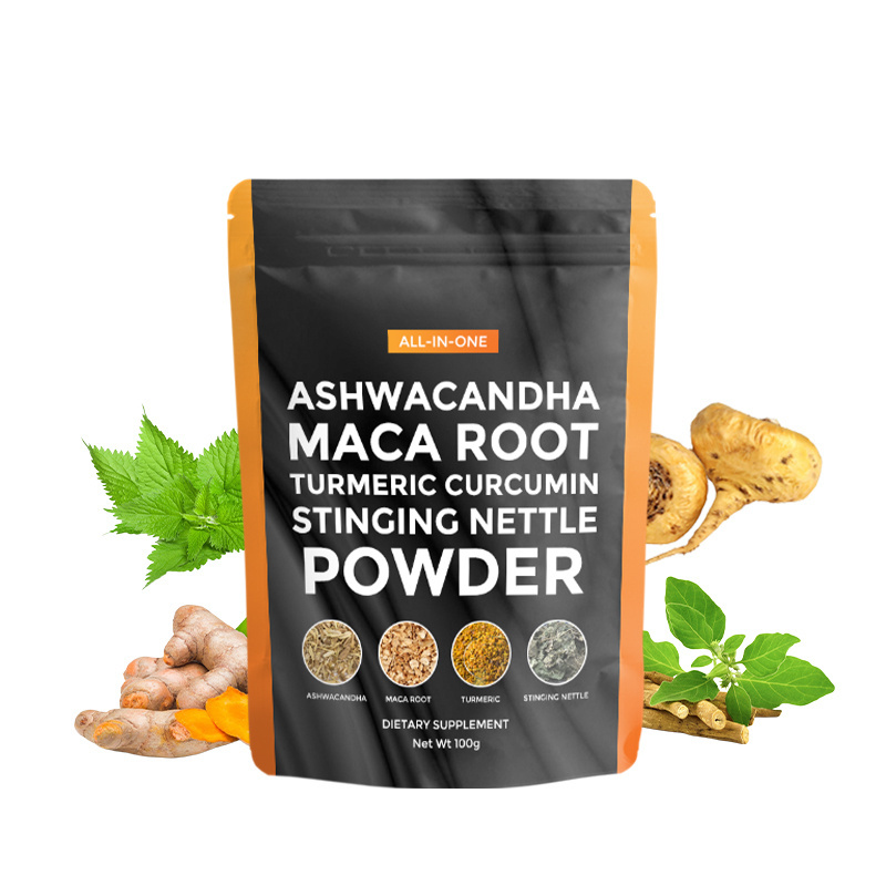 Customize label Supplement Turmeric curcumin Nettle Leaf Ashwagandha Maca Root Powder