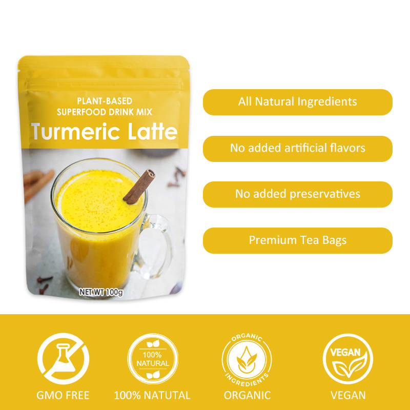 OEM Private Label  instant coffee  flavor organic turmeric ginger tea powder turmeric latte