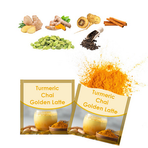 Private Package Organic Turmeric Chai Golden milk Latte creamer Powder for Hot or Iced Tea Caffeine Free maca tea Ginger