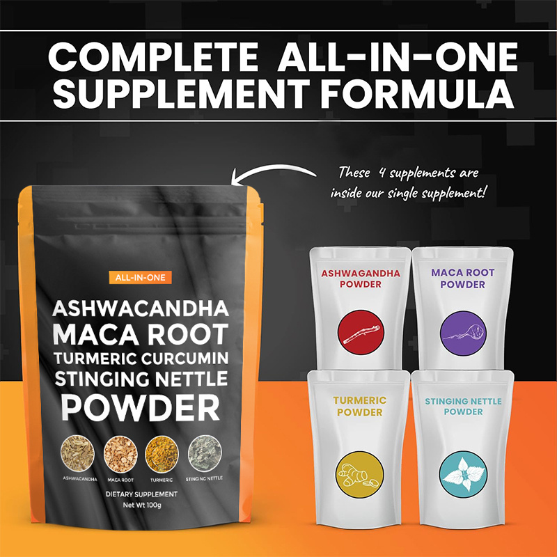 Customize label Supplement Turmeric curcumin Nettle Leaf Ashwagandha Maca Root Powder