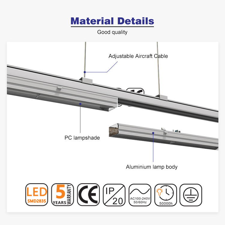 XIONGQI High Effect 170LM/W Die Casting Aluminum Housing PC Cover Linear Lighting System 24w 50w 60w Adjustable Led Linear Light