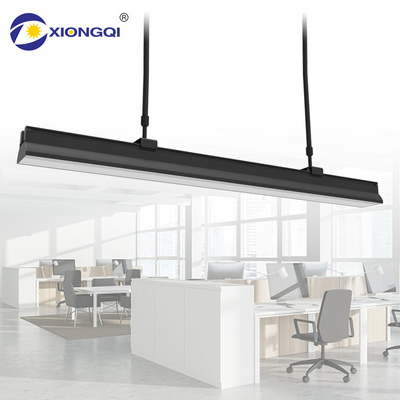 XIONGQI Hanging Suspension Aluminum PMMA Lens Indoor Office Commercial Pendant Light 48w 144w Led Linear Light