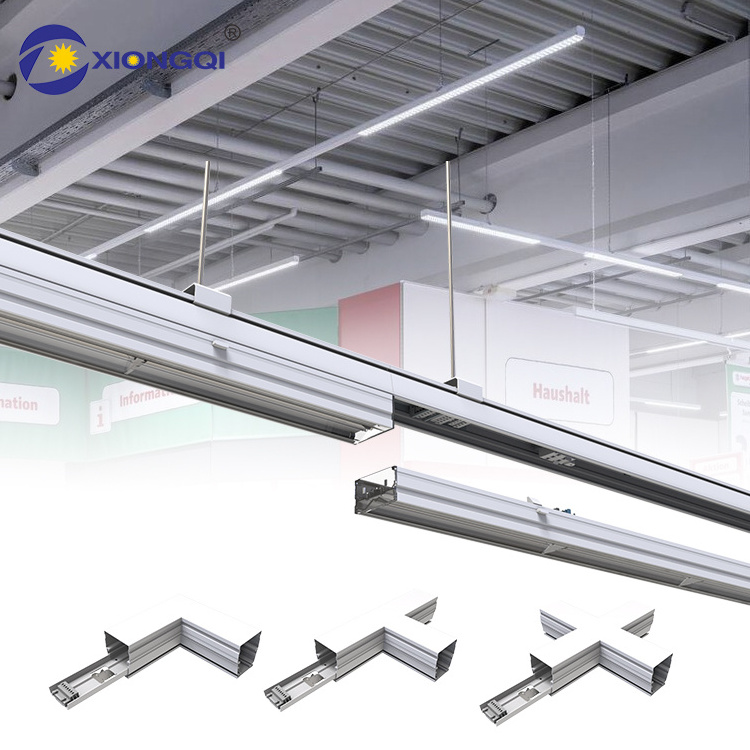 XIONGQI 170LM/W Aluminum PC Cover Track Linear Light System 24 50 60 Watt Led LInear Pendant Light