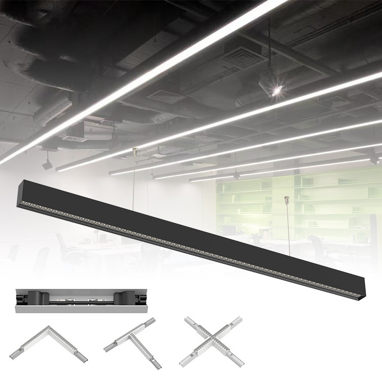 Anti-Glare Optical Design Ceiling Track Suspension Aluminum PMMA 40 50 60 Watt Led Linear Pendant Light