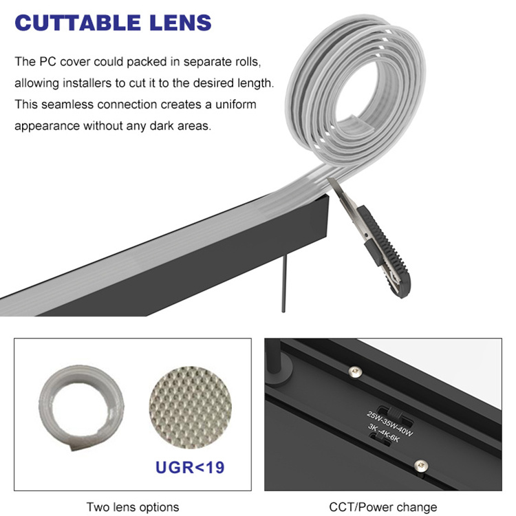 Linkable Solution CCT Selectable Aluminum PC Cover Anti-Glare 40w Linear Led Pendant Light