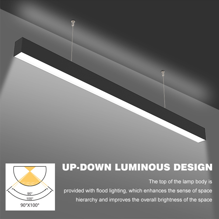 Linkable Solution CCT Selectable Aluminum PC Cover Anti-Glare 40w Linear Led Pendant Light