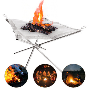 Food Grade Stainless Steel 16 Inch Outdoor Camping Wood Burning, Foldable Campfire Stove, Metal BBQ Fire Pit