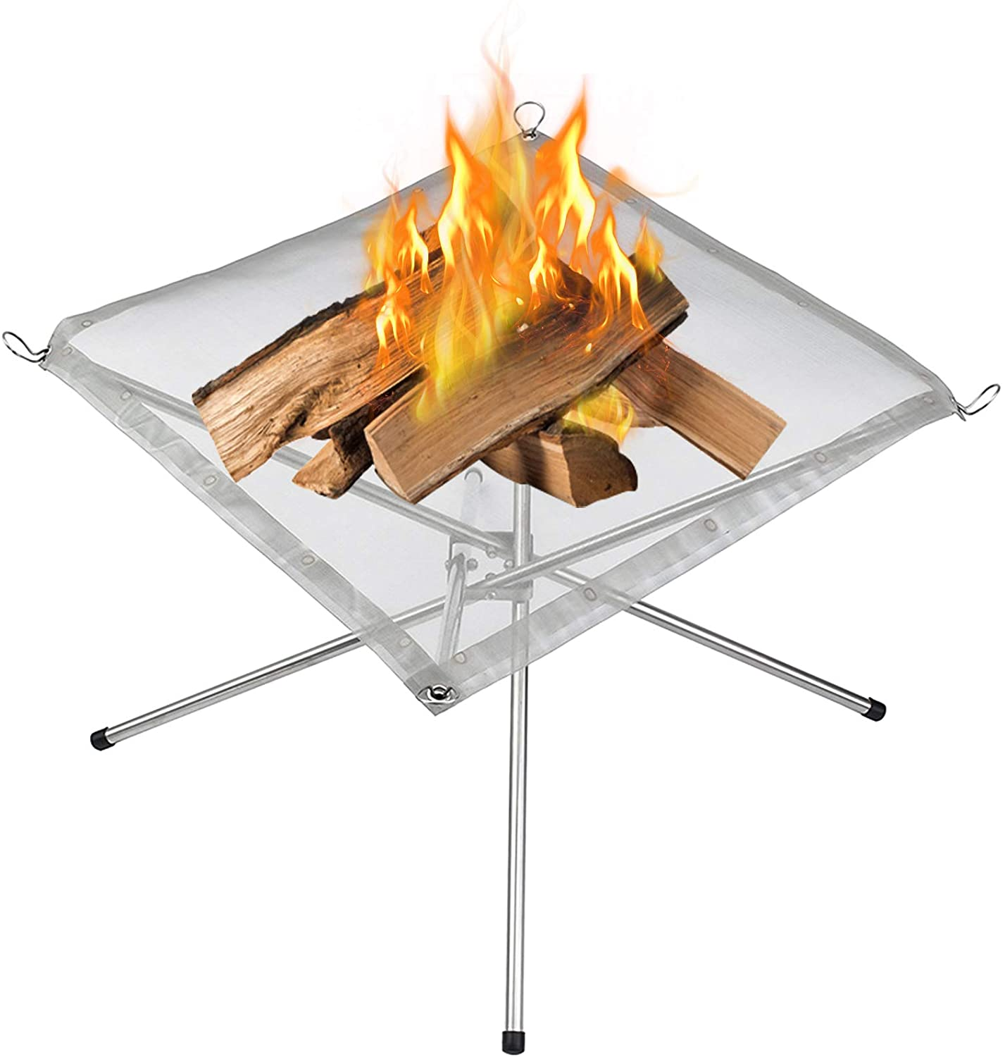 16.5/22Inch Stainless Steel Protective Mat Collapsible Folding Mesh Fire Pits for Campfire/Backyard