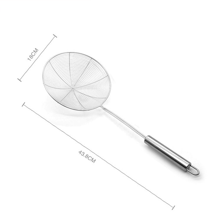 Factory price food grade 304 Stainless Steel Frying Skimmers with Handle