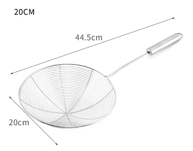 Factory price food grade 304 Stainless Steel Frying Skimmers with Handle