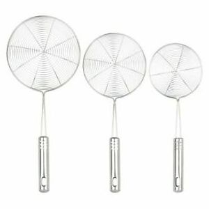 Factory price food grade 304 Stainless Steel Frying Skimmers with Handle