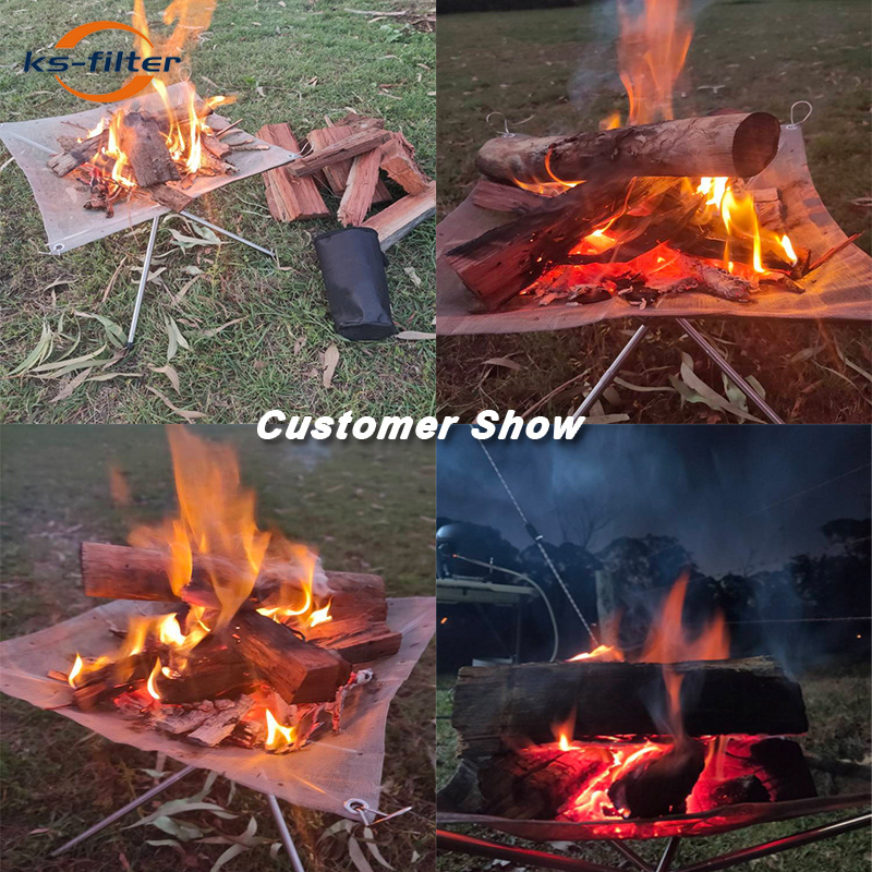 Outdoor 16.5inch Stainless Steel Metal Mesh Fire Wood Holder Burning Stand Portable Fire Pit for Backyard Camping