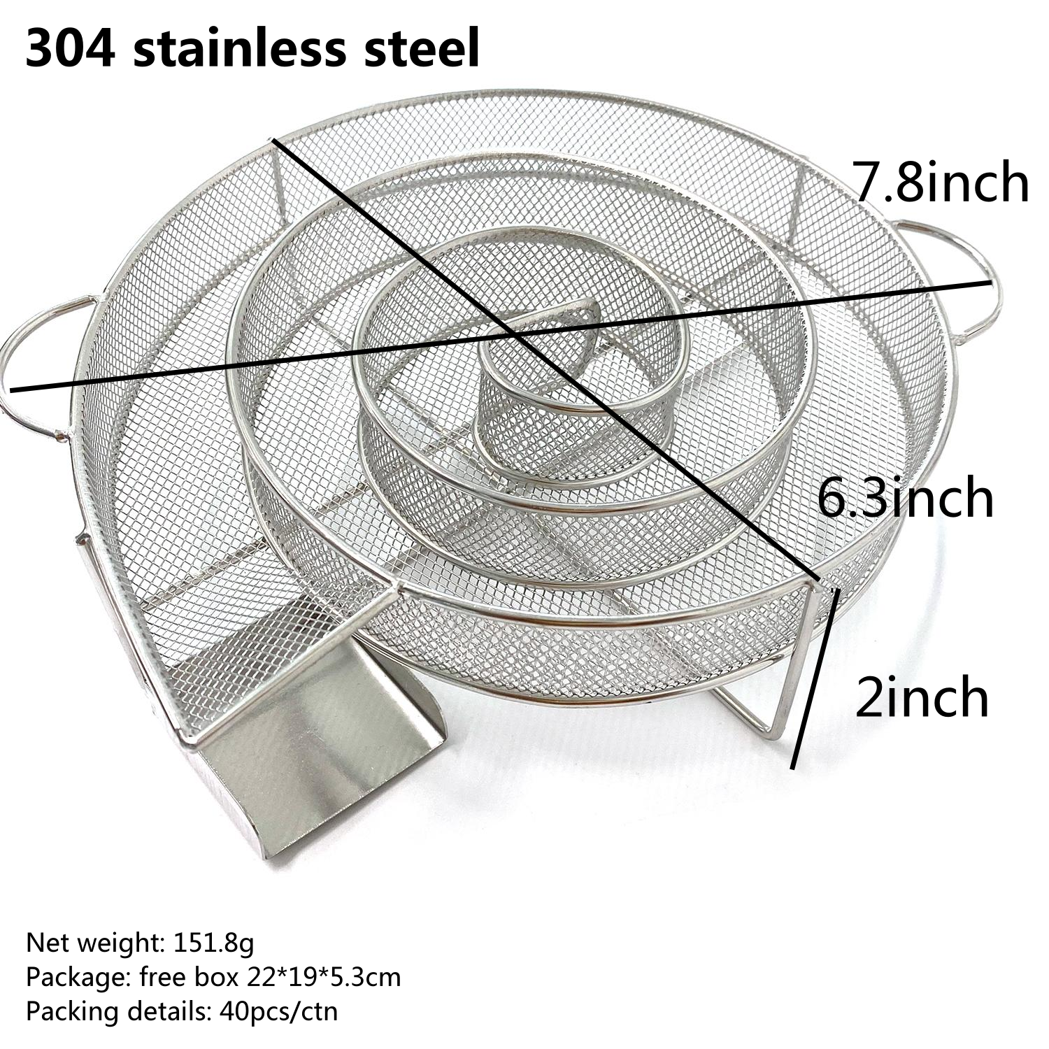 304 Stainless Steel Smoker Pellet Basket Barbecue Cooking Tools Round Cold Smoke Generator for BBQ Gas or Charcoal Grill