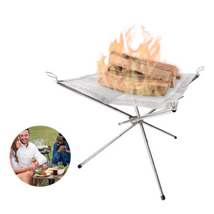 16.5/22Inch Stainless Steel Protective Mat Collapsible Folding Mesh Fire Pits for Campfire/Backyard