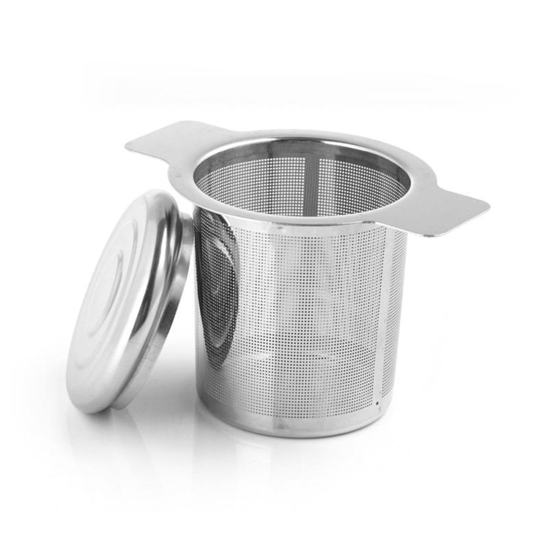 304 Stainless Steel and Titanium Coated Sliver Coffee Filter Tea Infuser Strainer with Two Handle and lid