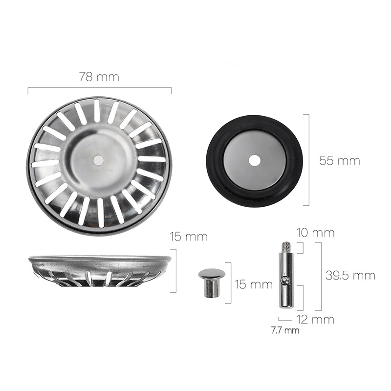 78-84MM 304 Stainless Steel Bathroom Sink Strainer Water Stopper Sink Filter Plug Kitchen Sink Accessories