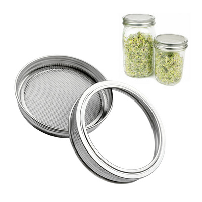 Stainless Steel Organic Seeds Sprouting Jar Mesh Screen Lid Kit For Wide Mouth Mason Jars Making Organic Bean Sprout Seeds