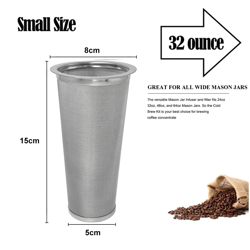 24x110 Mesh 8x15cm 304 Stainless Steel Dutch Wire Mesh Cylinder Cold Brew Coffee Filter