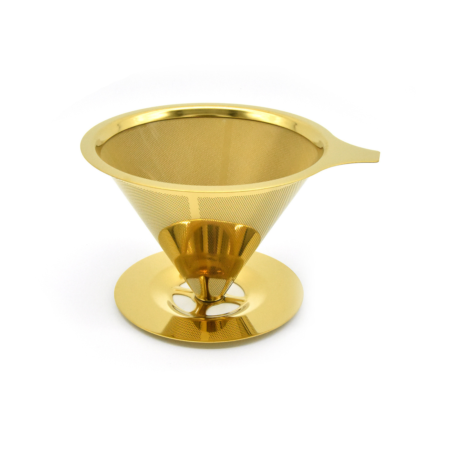 304 Stainless Steel Coffee Cone  Filter Dripper , Gold Pour Over Holder Infuse/Strainer With Stand  Coffee Making Tools