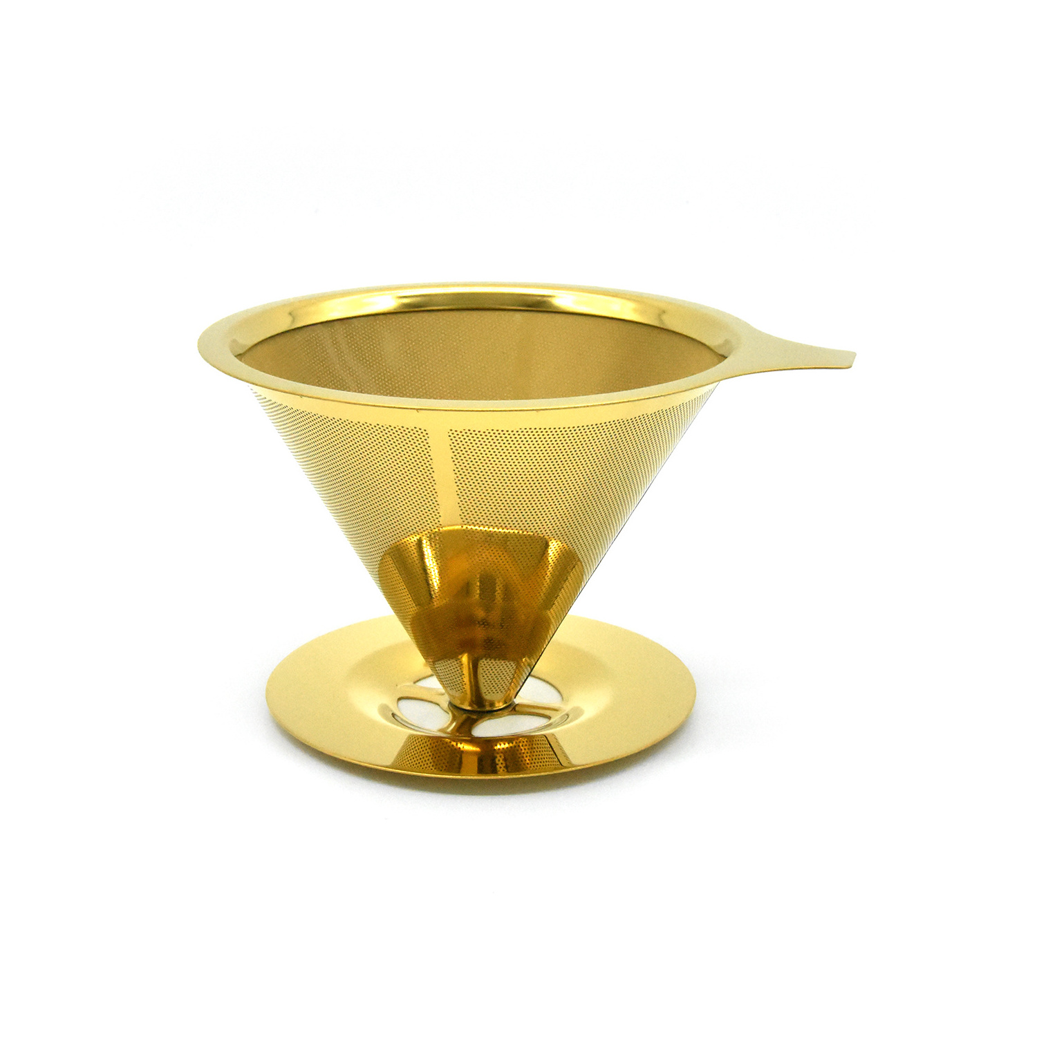 304 Stainless Steel Coffee Cone  Filter Dripper , Gold Pour Over Holder Infuse/Strainer With Stand  Coffee Making Tools