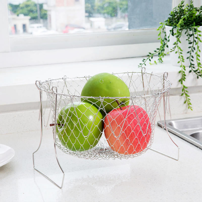 Kitchen Storage Basket For Discs Vegetables Fruits Multifunctional 304 SS Frying Basket For Chips Chicken Meat Frying