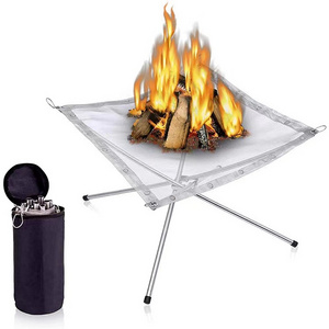 Heavy Duty Mini 42x42x32cm Stainless Steel Mesh Screen Wood Holder Fire Pit for Outdoor Backyard Camping