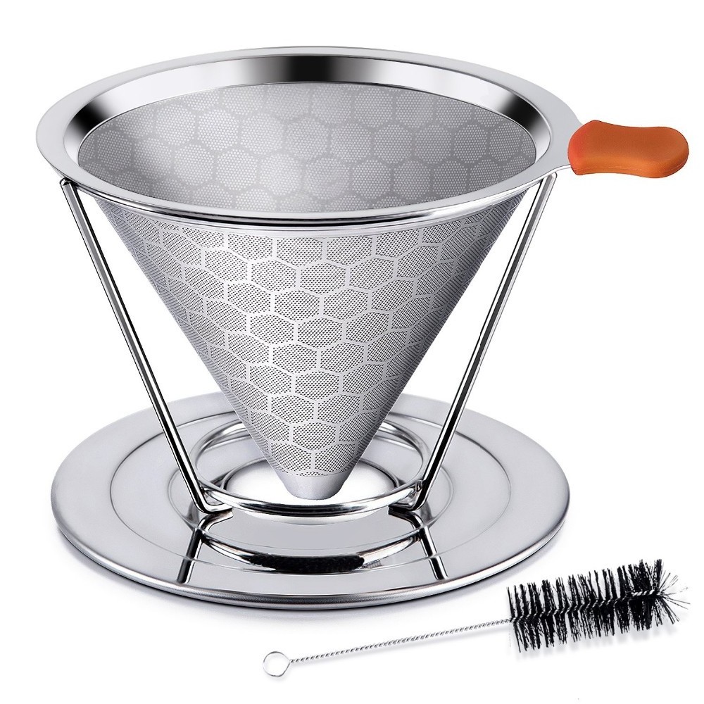 Hot Sales Worldwide Stainless Steel Coffee Filter Cone/clever Coffee Dripper /drip Coffee Maker With Holder