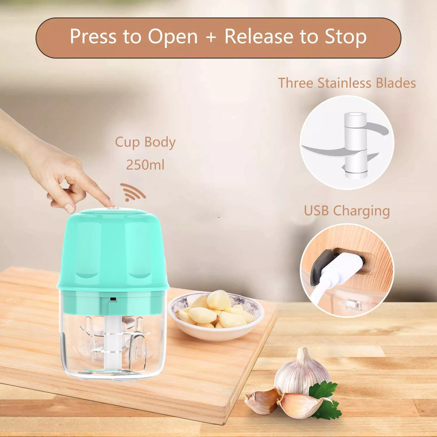 Fruit & Vegetable Tools Multi-function Mini Cordless USB Electric Onion Garlic Chopper Food Processor Chopper Meat Mincer