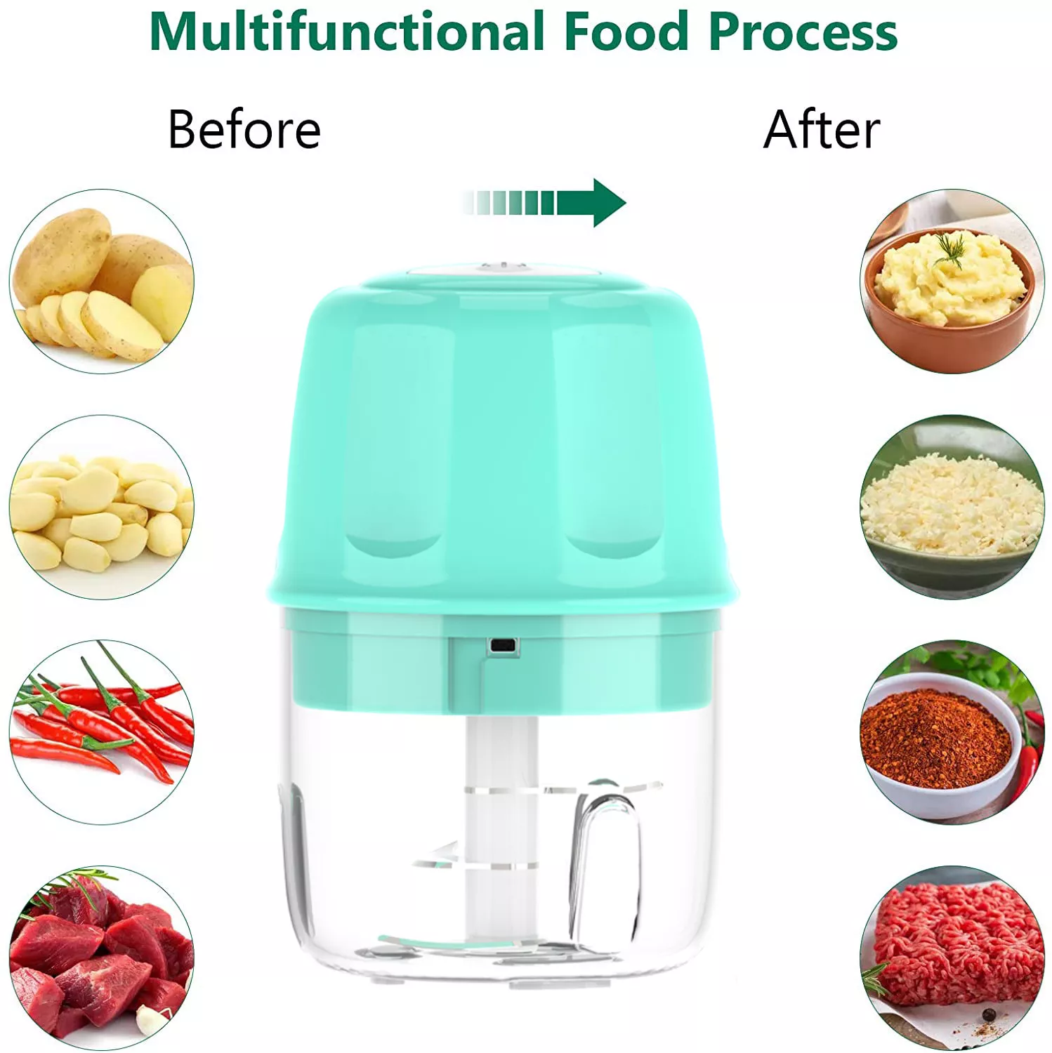 Fruit & Vegetable Tools Multi-function Mini Cordless USB Electric Onion Garlic Chopper Food Processor Chopper Meat Mincer