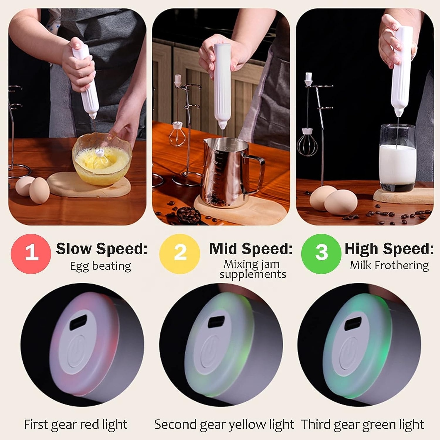 Free sample milk frother electric milk steamer ice white Electric Foamer Battery Operated 3 in 1 handheld milk foam maker