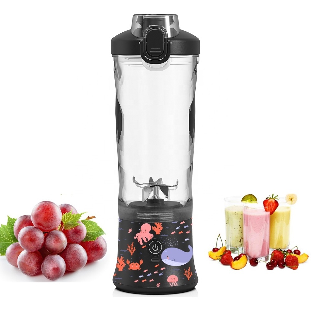 Customized 600ML usb blender with extra lid smoothies machine fruit juicer cup 18000rpm motor blander juicer 3 in1 coffee maker