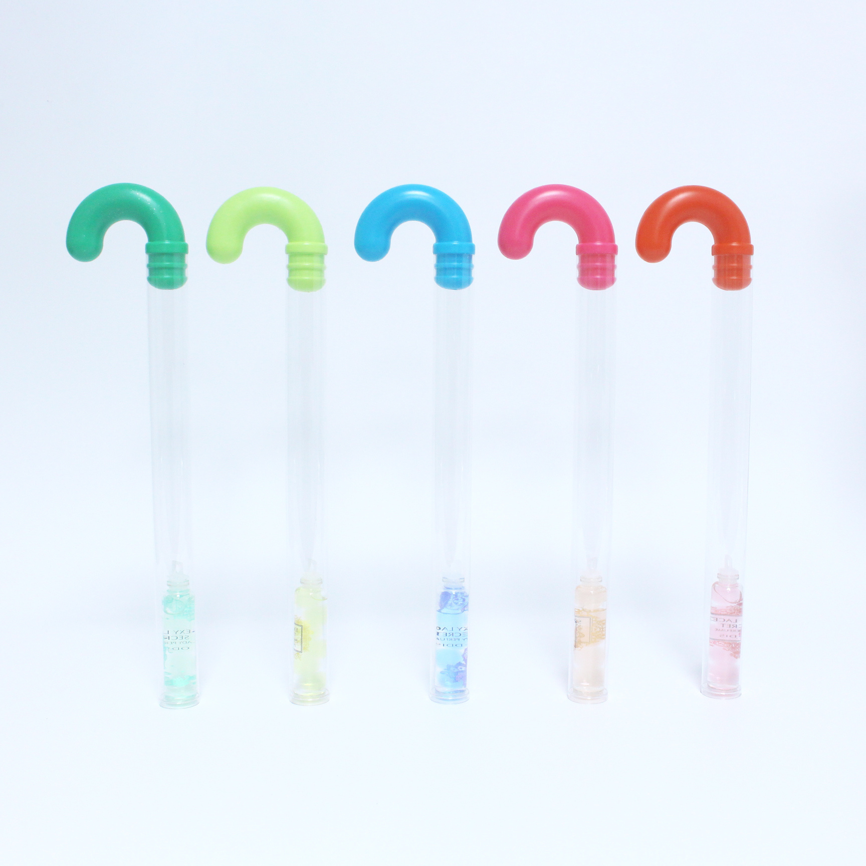 Christmas holiday clear plastic candy container packaging tube and cane lid