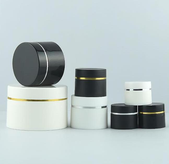 Empty Plastic Cosmetic Jar Pots with Black Lid 3G 5G 10G 20G 30G 50G Capacity Cream Jars for Skin Care Storage