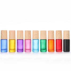 Rainbow roller bottle 5ml Different Color Frosted Glass Roller Bottle With Roll On Bottle