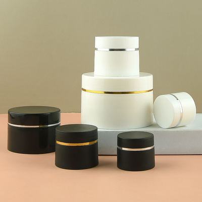 Empty Plastic Cosmetic Jar Pots with Black Lid 3G 5G 10G 20G 30G 50G Capacity Cream Jars for Skin Care Storage