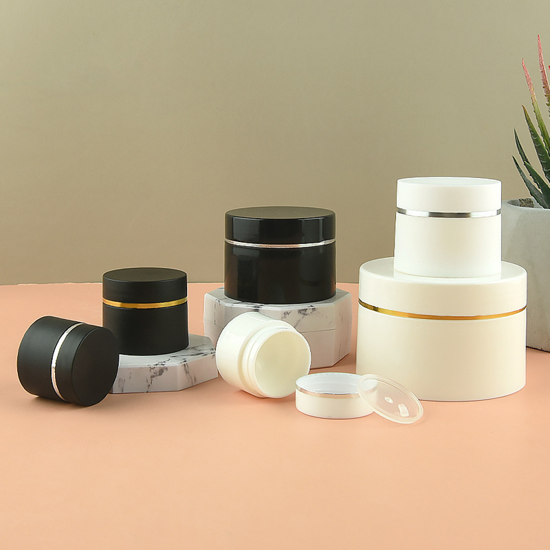 Empty Plastic Cosmetic Jar Pots with Black Lid 3G 5G 10G 20G 30G 50G Capacity Cream Jars for Skin Care Storage