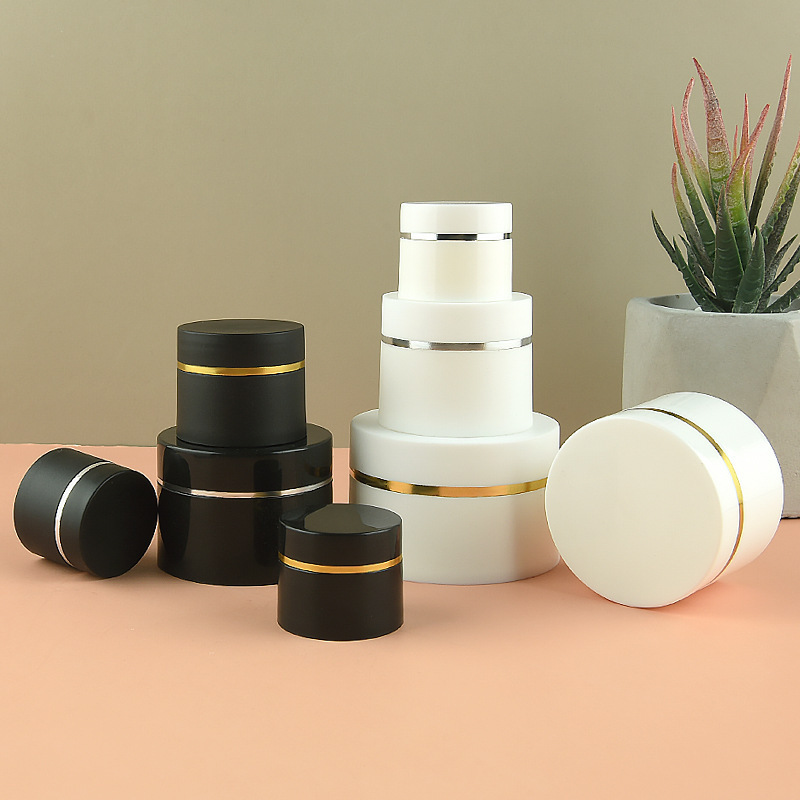 Empty Plastic Cosmetic Jar Pots with Black Lid 3G 5G 10G 20G 30G 50G Capacity Cream Jars for Skin Care Storage