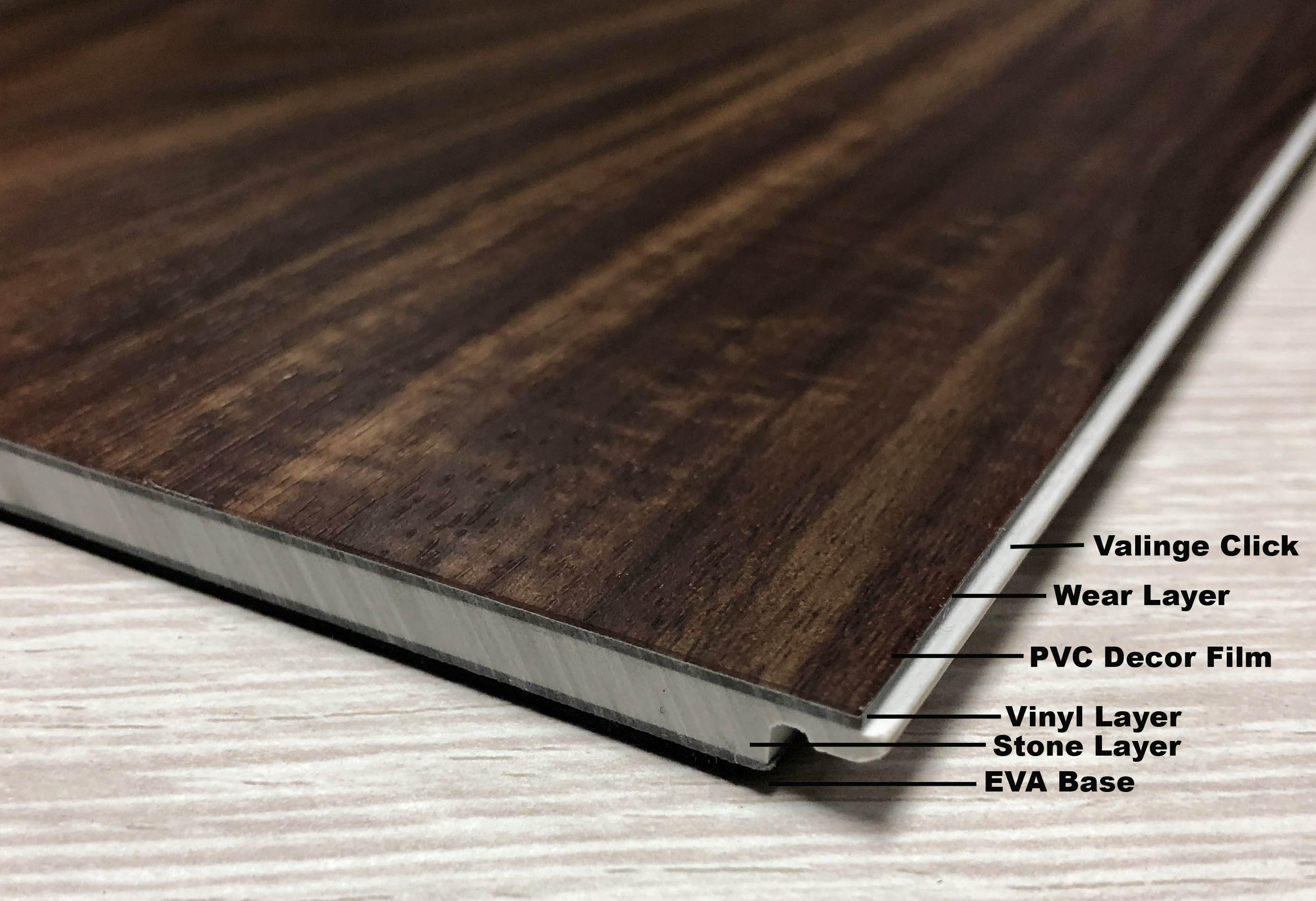 Commercial Rigid Vinyl Wood Flooring/Vinyl PVC Flooring Tiles with Click