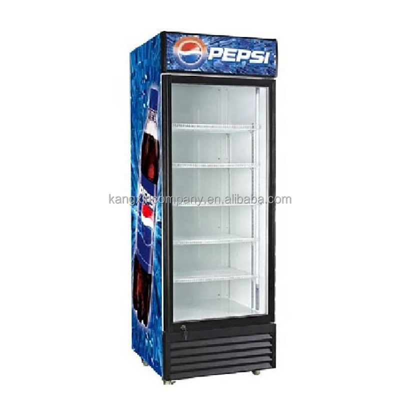 Supermarket double Glass door Pepsi beverage display cooler refrigerator