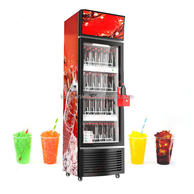 Commercial Ice-curable Vertical Glass Door frozen Cold Energy Drink Beverage Display Refrigerator Freezer With Slush Maker