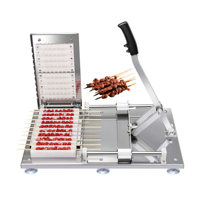 High efficiency kebab maker manual kebab skewer machine automatic kebab sausage meat chicken skewer machine