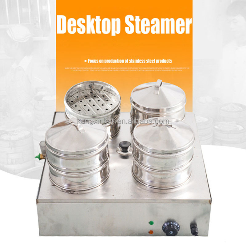 High Quality Bao with Glass Four-hole Dimsum Sweet Corn Steamer 4 Holes Electric Steam Bun Machine