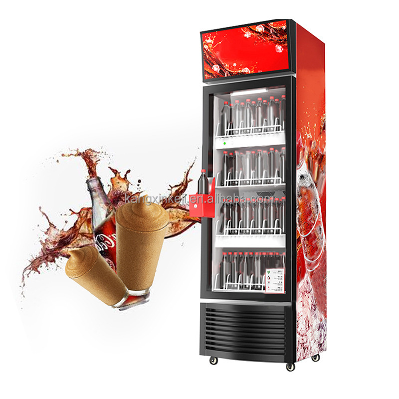 Commercial Ice-curable Vertical Glass Door frozen Cold Energy Drink Beverage Display Refrigerator Freezer With Slush Maker